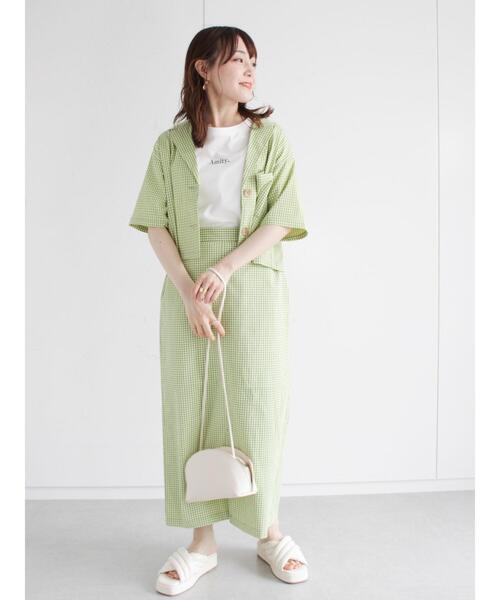 ehka sopo（エヘカソポ）の「ギンガムチェックテーラードカラーシャツ(セットアップ可)（シャツ/ブラウス・レディース・ブラック/ベージュ/グリーン・ﾌﾘ-）」の6枚目の写真