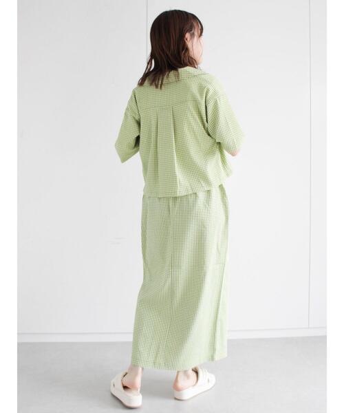 ehka sopo（エヘカソポ）の「ギンガムチェックテーラードカラーシャツ(セットアップ可)（シャツ/ブラウス・レディース・ブラック/ベージュ/グリーン・ﾌﾘ-）」の7枚目の写真