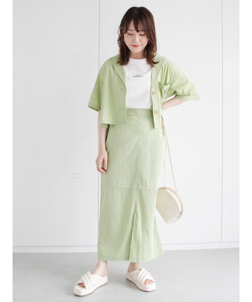 ehka sopo（エヘカソポ）の「ギンガムチェックテーラードカラーシャツ(セットアップ可)（シャツ/ブラウス・レディース・ブラック/ベージュ/グリーン・ﾌﾘ-）」の8枚目の写真