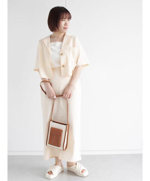 ehka sopo（エヘカソポ）の「ギンガムチェックテーラードカラーシャツ(セットアップ可)（シャツ/ブラウス・レディース・ブラック/ベージュ/グリーン・ﾌﾘ-）」の13枚目の写真