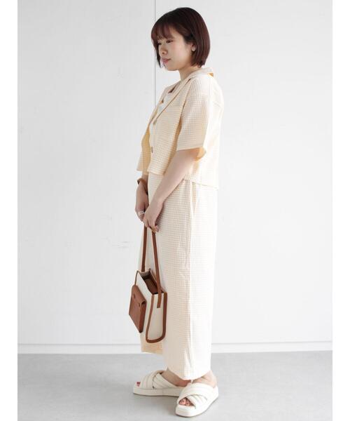 ehka sopo（エヘカソポ）の「ギンガムチェックテーラードカラーシャツ(セットアップ可)（シャツ/ブラウス・レディース・ブラック/ベージュ/グリーン・ﾌﾘ-）」の14枚目の写真