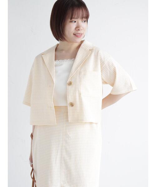 ehka sopo（エヘカソポ）の「ギンガムチェックテーラードカラーシャツ(セットアップ可)（シャツ/ブラウス・レディース・ブラック/ベージュ/グリーン・ﾌﾘ-）」の15枚目の写真