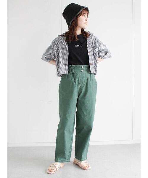 ehka sopo（エヘカソポ）の「ギンガムチェックテーラードカラーシャツ(セットアップ可)（シャツ/ブラウス・レディース・ブラック/ベージュ/グリーン・ﾌﾘ-）」の18枚目の写真