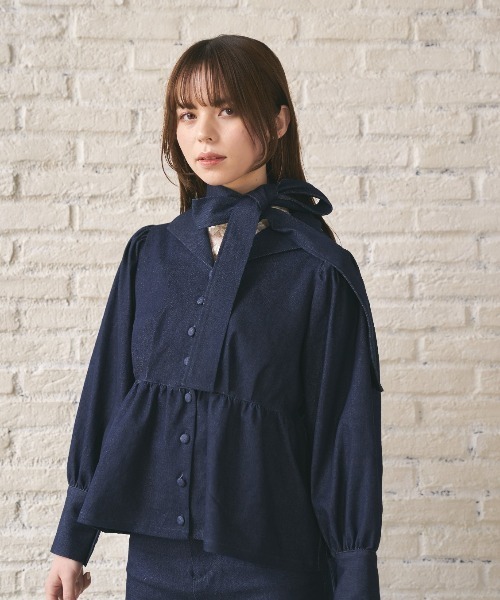 MIRO AMURETTE（ミロアミュレット）の「paris denim jacket/ペプラムデニムジャケット（デニムジャケット・レディース・ネイビー・FREE）」の12枚目の写真