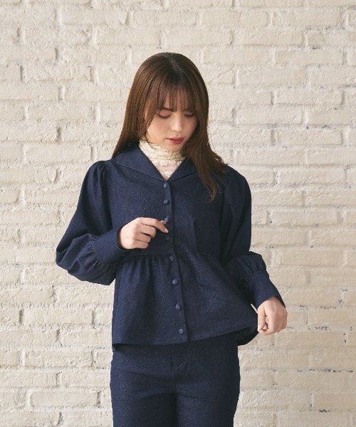 MIRO AMURETTE（ミロアミュレット）の「paris denim jacket/ペプラムデニムジャケット（デニムジャケット・レディース・ネイビー・FREE）」の13枚目の写真
