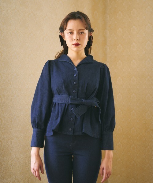 MIRO AMURETTE（ミロアミュレット）の「paris denim jacket/ペプラムデニムジャケット（デニムジャケット・レディース・ネイビー・FREE）」の9枚目の写真