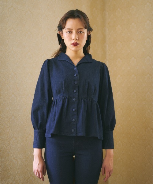 MIRO AMURETTE（ミロアミュレット）の「paris denim jacket/ペプラムデニムジャケット（デニムジャケット・レディース・ネイビー・FREE）」の15枚目の写真