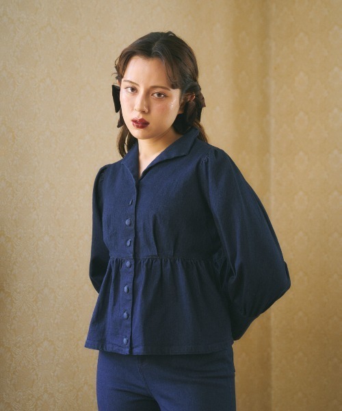 MIRO AMURETTE（ミロアミュレット）の「paris denim jacket/ペプラムデニムジャケット（デニムジャケット・レディース・ネイビー・FREE）」の2枚目の写真