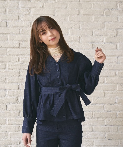 MIRO AMURETTE（ミロアミュレット）の「paris denim jacket/ペプラムデニムジャケット（デニムジャケット・レディース・ネイビー・FREE）」の19枚目の写真