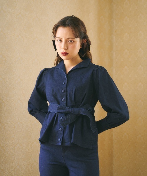 MIRO AMURETTE（ミロアミュレット）の「paris denim jacket/ペプラムデニムジャケット（デニムジャケット・レディース・ネイビー・FREE）」の22枚目の写真