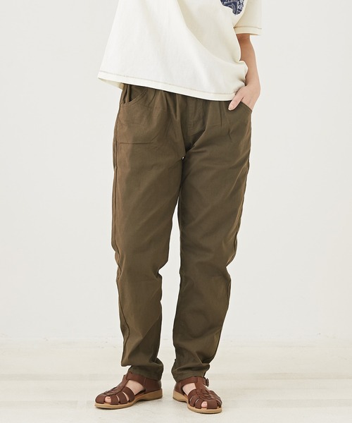 CUBE SUGAR(キューブシュガー)の「WEB限定無地ツイルウエストゴムテーパードパンツ(チノパンツ・レディース・ベージュ/カーキ/ブラック・M/L/LL)」の3枚目の写真