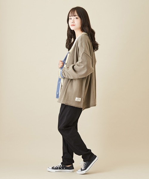 CUBE SUGAR(キューブシュガー)の「WEB限定無地ツイルウエストゴムテーパードパンツ(チノパンツ・レディース・ベージュ/カーキ/ブラック・M/L/LL)」の13枚目の写真