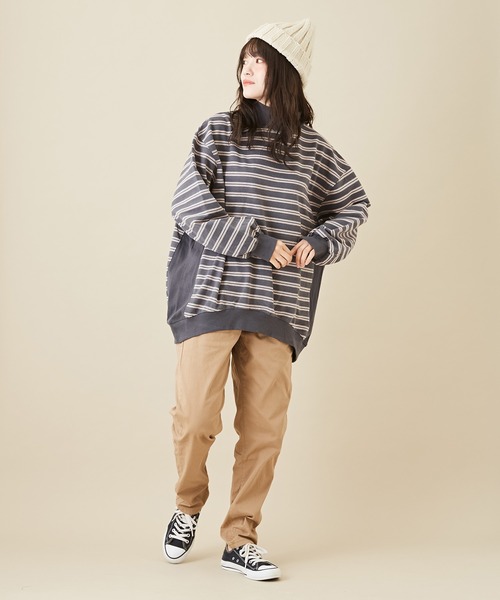 CUBE SUGAR(キューブシュガー)の「WEB限定無地ツイルウエストゴムテーパードパンツ(チノパンツ・レディース・ベージュ/カーキ/ブラック・M/L/LL)」の15枚目の写真