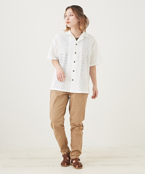 CUBE SUGAR(キューブシュガー)の「WEB限定無地ツイルウエストゴムテーパードパンツ(チノパンツ・レディース・ベージュ/カーキ/ブラック・M/L/LL)」の7枚目の写真