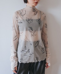 ニットドッキングシアートップス/Knit Docking Sheer Top