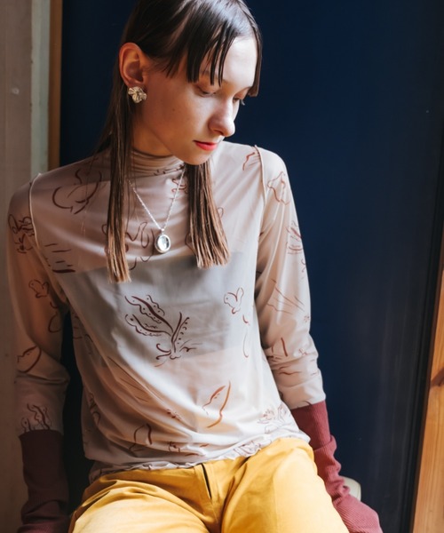 sahara(サハラ)の「ニットドッキングシアートップス/Knit Docking Sheer Top(Tシャツ/カットソー・レディース・ブラック/ベージュ/アイボリー・FREE)」の5枚目の写真