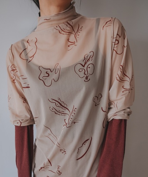 sahara(サハラ)の「ニットドッキングシアートップス/Knit Docking Sheer Top(Tシャツ/カットソー・レディース・ブラック/ベージュ/アイボリー・FREE)」の19枚目の写真