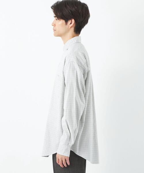 green label relaxing（グリーンレーベルリラクシング）の「FINE BASIC ピンオックス/チェック BIG ボタンダウン シャツ（シャツ/ブラウス・メンズ・ホワイト/ベージュ/ネイビー・S/M/L/XL）」の6枚目の写真