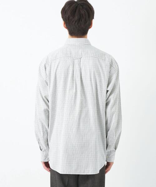 green label relaxing（グリーンレーベルリラクシング）の「FINE BASIC ピンオックス/チェック BIG ボタンダウン シャツ（シャツ/ブラウス・メンズ・ホワイト/ベージュ/ネイビー・S/M/L/XL）」の7枚目の写真