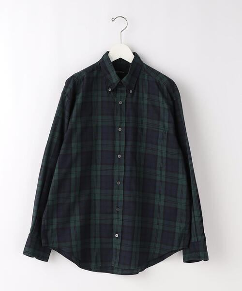 green label relaxing（グリーンレーベルリラクシング）の「FINE BASIC ピンオックス/チェック BIG ボタンダウン シャツ（シャツ/ブラウス・メンズ・ホワイト/ベージュ/ネイビー・S/M/L/XL）」の9枚目の写真