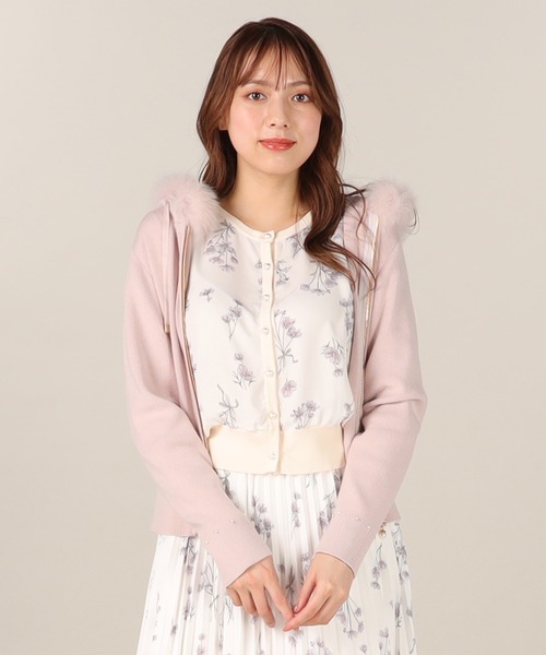 LAISSE PASSE（レッセパッセ）の「パールモチーフ&ファー付パーカ  