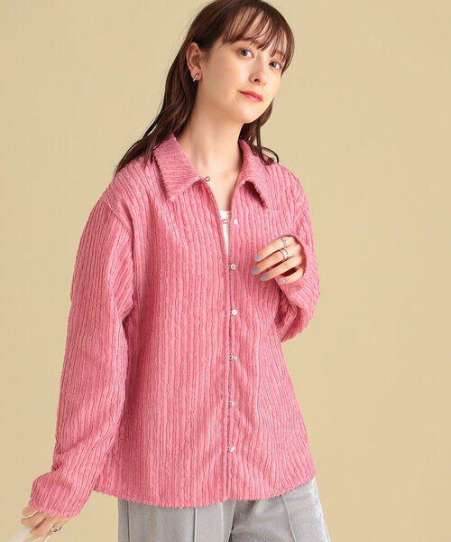 Ray BEAMS ストライプジップシャツ Ray BEAMS（レイ ビームス）ストライプ ジップ シャツ（シャツ