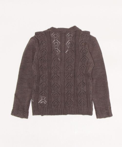 tocoto vintage（トコト ヴィンテージ）の「tocoto vintage / 透かし編みニット オープンワーク カーディガン ＜キッズ＞（カーディガン/ボレロ・キッズ・オフホワイト/ダークグレー・2Y/8Y/6Y/4Y）」の3枚目の写真