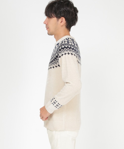 ikka（イッカ）の「球心柄モールクルーニット（ニット/セーター・メンズ・オフホワイト/グレー/ボルドー/ネイビー・S/M/L/XL）」の14枚目の写真