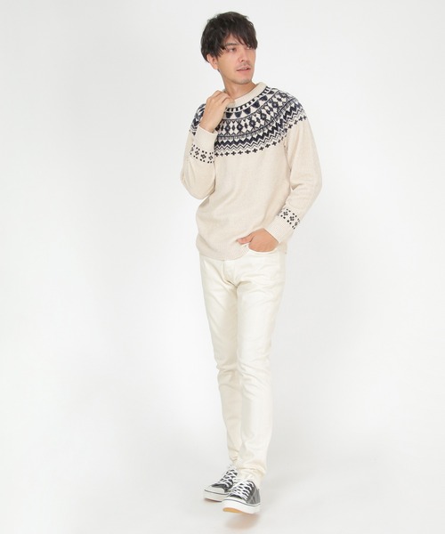 ikka（イッカ）の「球心柄モールクルーニット（ニット/セーター・メンズ・オフホワイト/グレー/ボルドー/ネイビー・S/M/L/XL）」の5枚目の写真