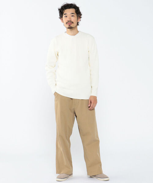 Healthknit(ヘルスニット)の「Healthknit / Heavy waffle Henley Neck T-shirt(ニット/セーター・メンズ・オフホワイト/ブラック系その他4・SMALL/MEDIUM/LARGE/X-LARGE)」の4枚目の写真
