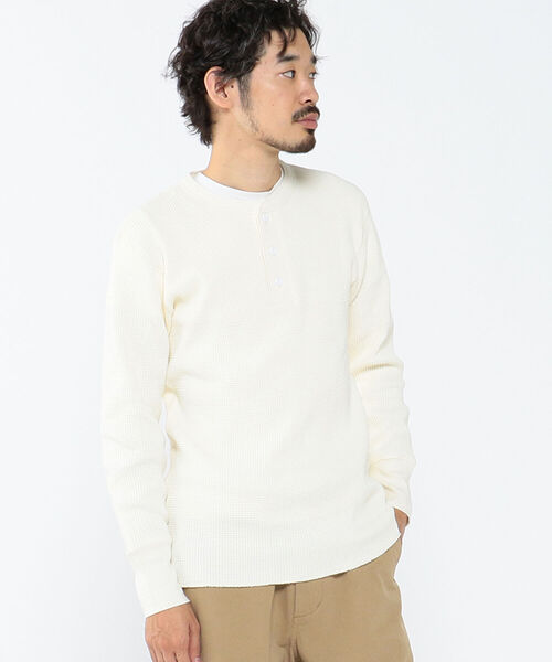 Healthknit(ヘルスニット)の「Healthknit / Heavy waffle Henley Neck T-shirt(ニット/セーター・メンズ・オフホワイト/ブラック系その他4・SMALL/MEDIUM/LARGE/X-LARGE)」の7枚目の写真