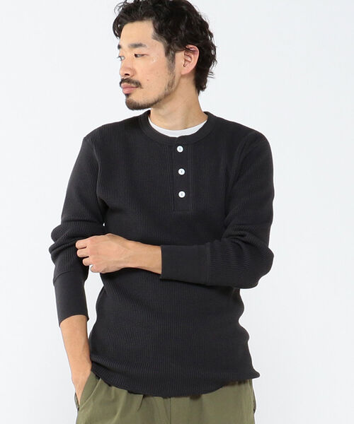 Healthknit(ヘルスニット)の「Healthknit / Heavy waffle Henley Neck T-shirt(ニット/セーター・メンズ・オフホワイト/ブラック系その他4・SMALL/MEDIUM/LARGE/X-LARGE)」の9枚目の写真
