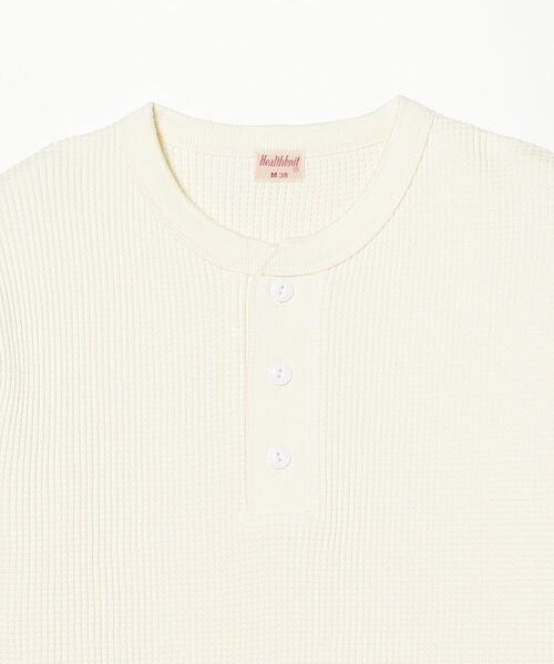Healthknit(ヘルスニット)の「Healthknit / Heavy waffle Henley Neck T-shirt(ニット/セーター・メンズ・オフホワイト/ブラック系その他4・SMALL/MEDIUM/LARGE/X-LARGE)」の12枚目の写真