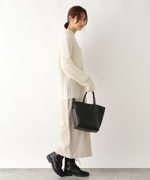GLOBAL WORK(グローバルワーク)の「メッシュニットプルオーバー/157586(ニット/セーター・レディース・オフホワイト/マスタード/キャメル・FREE)」の5枚目の写真