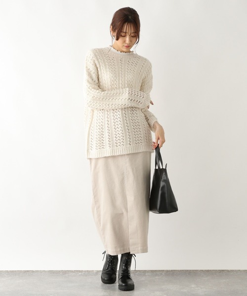 GLOBAL WORK(グローバルワーク)の「メッシュニットプルオーバー/157586(ニット/セーター・レディース・オフホワイト/マスタード/キャメル・FREE)」の6枚目の写真