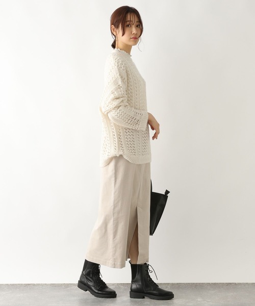 GLOBAL WORK(グローバルワーク)の「メッシュニットプルオーバー/157586(ニット/セーター・レディース・オフホワイト/マスタード/キャメル・FREE)」の7枚目の写真