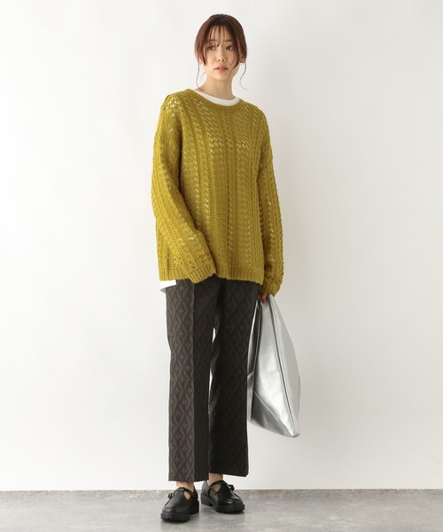 GLOBAL WORK(グローバルワーク)の「メッシュニットプルオーバー/157586(ニット/セーター・レディース・オフホワイト/マスタード/キャメル・FREE)」の11枚目の写真