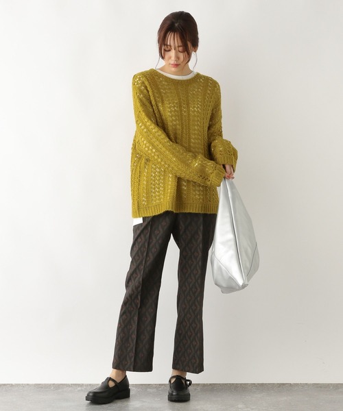 GLOBAL WORK(グローバルワーク)の「メッシュニットプルオーバー/157586(ニット/セーター・レディース・オフホワイト/マスタード/キャメル・FREE)」の12枚目の写真