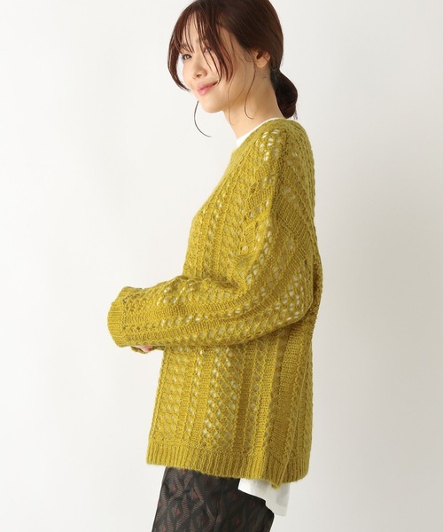GLOBAL WORK(グローバルワーク)の「メッシュニットプルオーバー/157586(ニット/セーター・レディース・オフホワイト/マスタード/キャメル・FREE)」の15枚目の写真