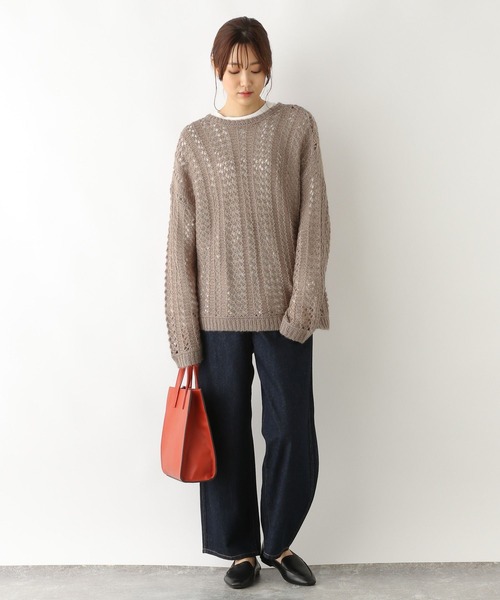GLOBAL WORK(グローバルワーク)の「メッシュニットプルオーバー/157586(ニット/セーター・レディース・オフホワイト/マスタード/キャメル・FREE)」の17枚目の写真