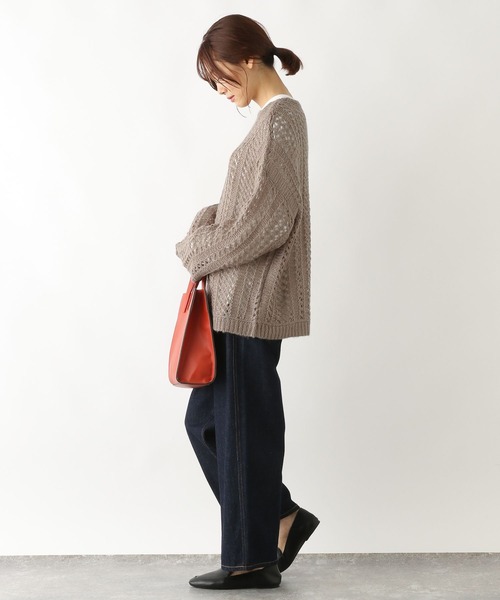 GLOBAL WORK(グローバルワーク)の「メッシュニットプルオーバー/157586(ニット/セーター・レディース・オフホワイト/マスタード/キャメル・FREE)」の18枚目の写真