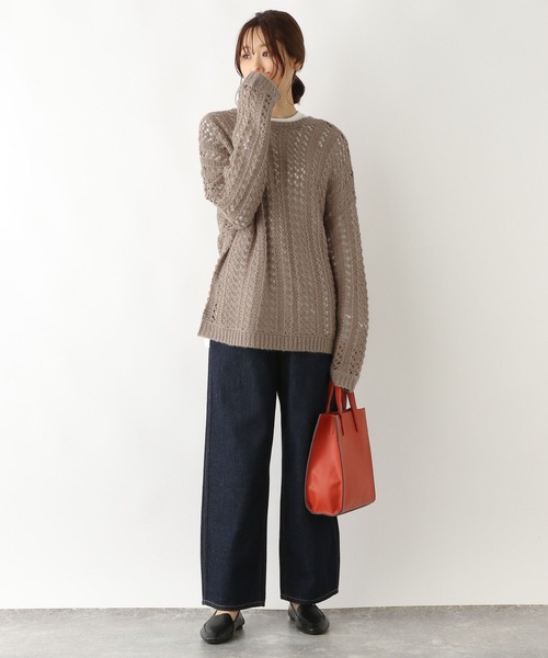 GLOBAL WORK(グローバルワーク)の「メッシュニットプルオーバー/157586(ニット/セーター・レディース・オフホワイト/マスタード/キャメル・FREE)」の20枚目の写真
