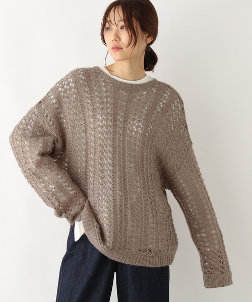 GLOBAL WORK(グローバルワーク)の「メッシュニットプルオーバー/157586(ニット/セーター・レディース・オフホワイト/マスタード/キャメル・FREE)」の21枚目の写真