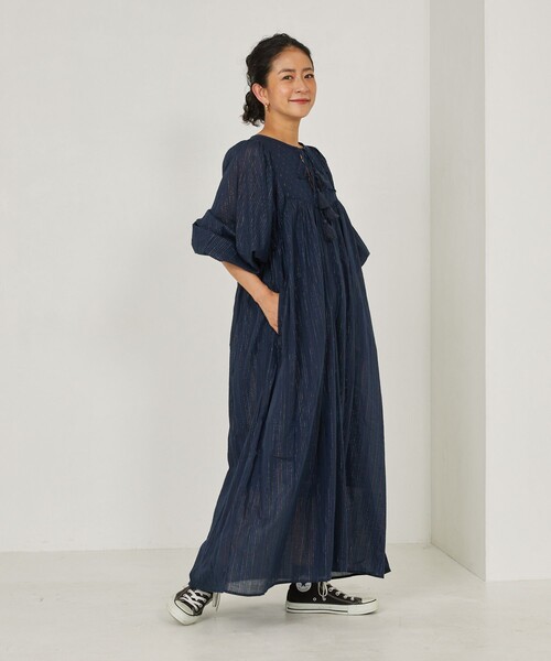 Freada(フリーダ)の「Freada/フリーダ インドオーロラストライプワンピース(ワンピース・レディース・イエロー/ネイビー・ONE SIZE)」の10枚目の写真