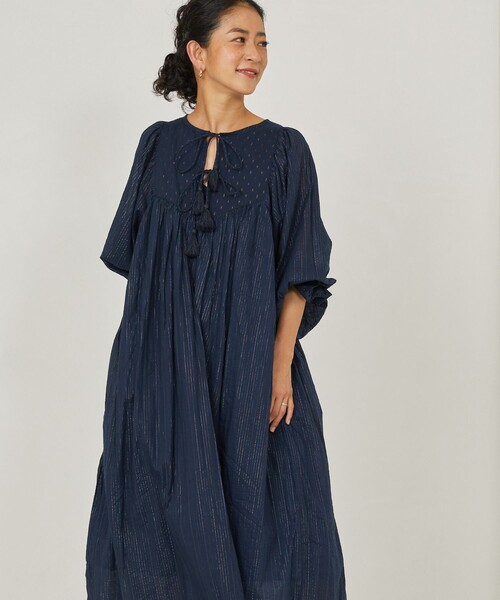 Freada(フリーダ)の「Freada/フリーダ インドオーロラストライプワンピース(ワンピース・レディース・イエロー/ネイビー・ONE SIZE)」の6枚目の写真