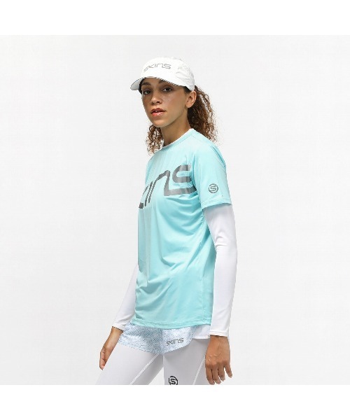 SKINS(スキンズ)の「SKINS(スキンズ)ロゴTシャツ(ポロシャツ・レディース・サックスブルー/ブラック/ホワイト・38/40/42)」の14枚目の写真