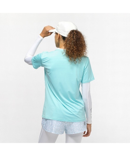 SKINS(スキンズ)の「SKINS(スキンズ)ロゴTシャツ(ポロシャツ・レディース・サックスブルー/ブラック/ホワイト・38/40/42)」の15枚目の写真