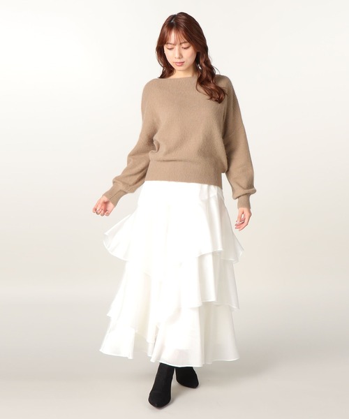 LAISSE PASSE ミニスカート　アイボリー LAISSE PASSE（レッセパッセ）の「レースプリントスカート
