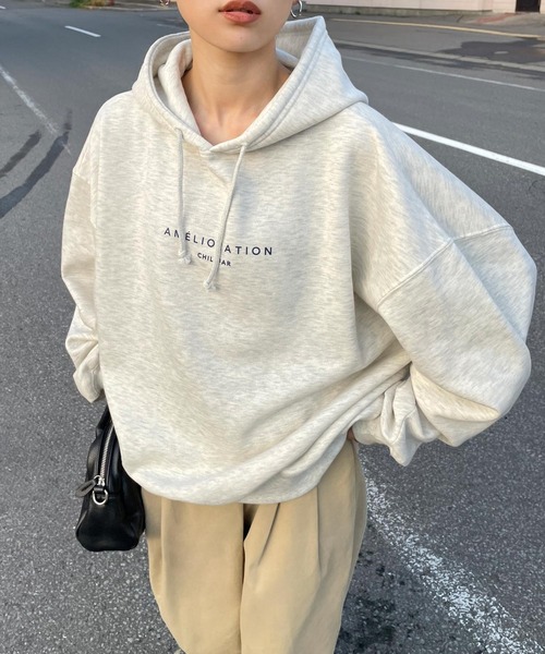 Chillfar（チルファー）の「CHILLFARロゴパーカー（パーカー・レディース・オートミール/ネイビー/杢グレー/ブラック/ダークグリーン/ブラウン/ホワイト/ブルー/ピンク・FREE）」の5枚目の写真