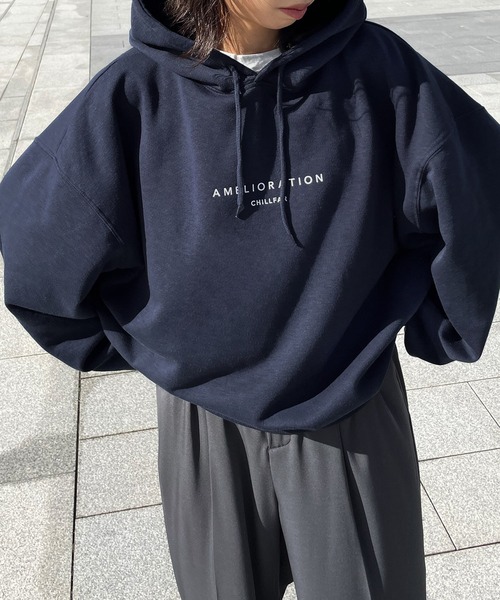 Chillfar（チルファー）の「CHILLFARロゴパーカー（パーカー・レディース・オートミール/ネイビー/杢グレー/ブラック/ダークグリーン/ブラウン/ホワイト/ブルー/ピンク・FREE）」の7枚目の写真